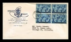 DR JIM STAMPS US COVER WWII NAVY FDC SCOTT 935 BLOCK OF 4 HOUSE OF FARNAM