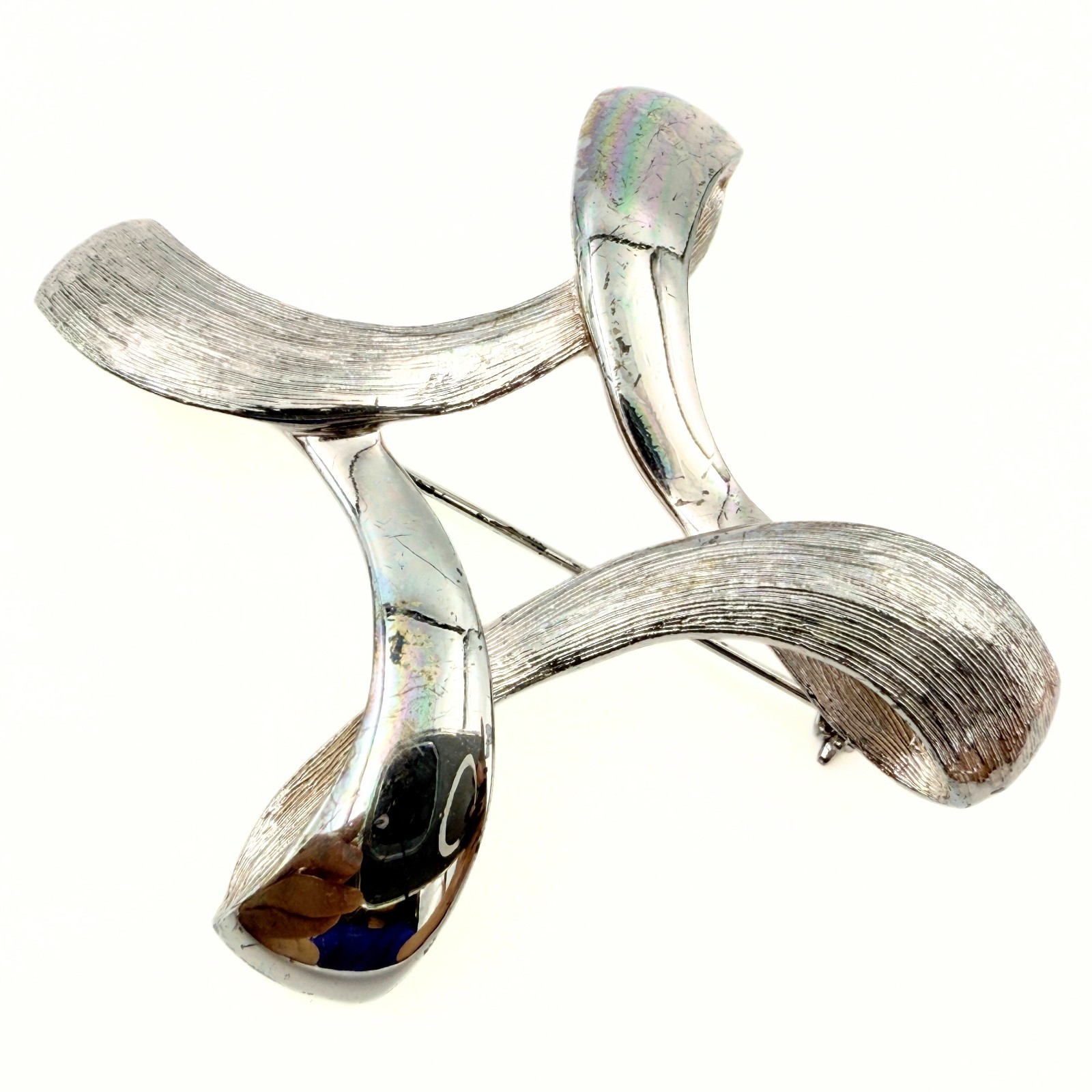 Givenchy Designer Signed Textured Silver Plate Kn… - image 1