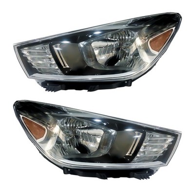 Halogen Headlights Assembly L&R Chrome With Bulbs Fit 2018-2020 Kia Rio Sedan