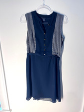 Tommy Hilfiger navy blue houndstooth dress, knee length, sleeveless, size 6