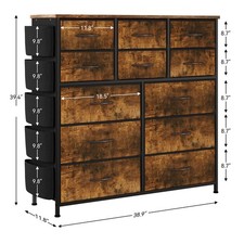Fabric Chest of Drawers 12 Drawer Dresser Bedroom Wide Storage Cabinet W/Pockets