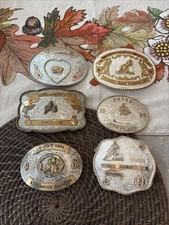6 True Vintage High School Rodeo Champion Silver Gold Gem Trophy Belt Buckle