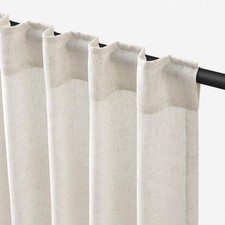 Natural Linen Curtains 84 Inch Length for Living Room 2 Panel Pocket Drape