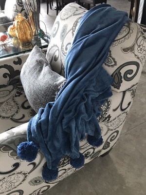 Biddeford Velour Sherpa Electric Heated Throw Blanket Blue