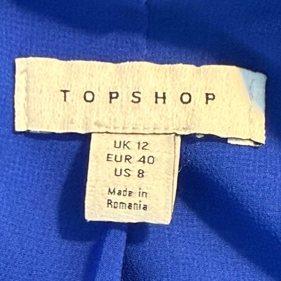 NUEVO TOPSHOP Blazer Jacquard Cintura Atada En Azul Marino Cinturón Kimono Chaqueta Azul EE. UU. 8 Foto 4 de 4