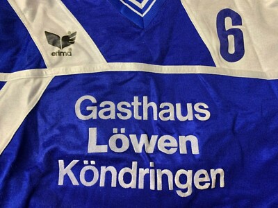 Maillot De Foot Rétro Erima N°6 Des Années 80, Taille M, Bleu Et Blanc