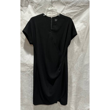 Linda Allard Ellen Tracy Black Short Sleeve Faux Wrap Dress - Sz - 12