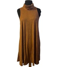 My Story Rust Midi Sleeveless Turtleneck Women's Dress, Size Medium