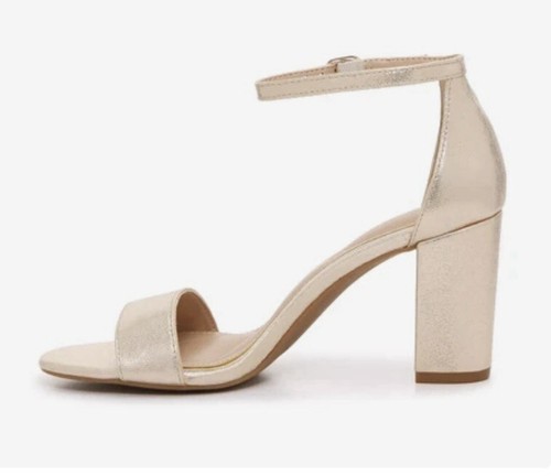New Kelly & Katie Hailee Sandal Heel Size 6.5 in Gold Shimmer 3.1 Block Heel - Picture 2 of 3