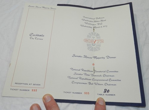 Vintage Ticket for 1972 Cop/72 Senate- House Majority Dinner - Picture 4 of 4