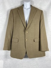 Ralph Lauren Blazer Mens 42R Brown Sport Coat Wool Silk Blend Houndstooth