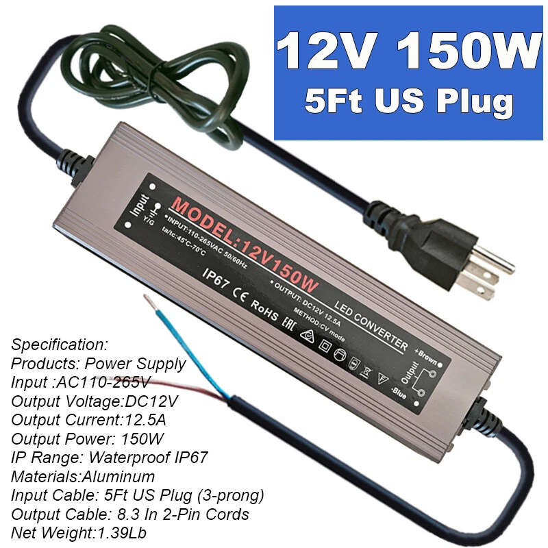 DC 12V 12.5A 150W Converter Waterproof Power Supply Transformer LED Driver IP67 - Image 2 of 4