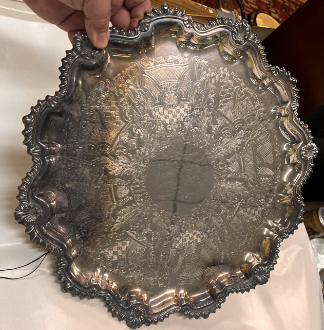 【英国銀器Barker Ellis】ギャラリートレー オーバル型 46cm 英国銀器Barker Ellis】ギャラリートレー オーバル型 46cm