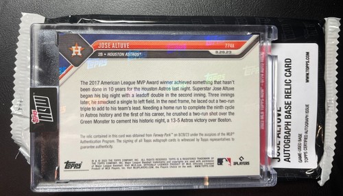 2023 Topps Now José Altuve 1er Ciclo Base Reliquia en Tarjeta Automático ##/99 #774A - Imagen 2 de 2