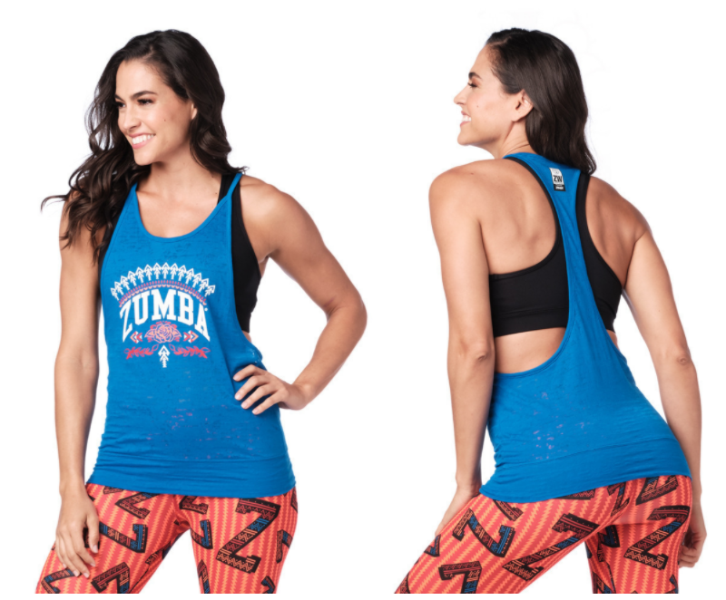 Zumba Mix It Up Bubble Tank - True Blue - size XS (B140) | eBay
