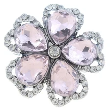 Snap Jewelry Rhinestone Flower Silver Base 18-20mm Fits Ginger Charm Accessory
