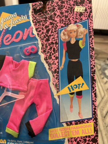 NUOVI vestiti Barbie Shillman vintage 1989 Young & Lovely Neon da collezione - Foto 4 di 6