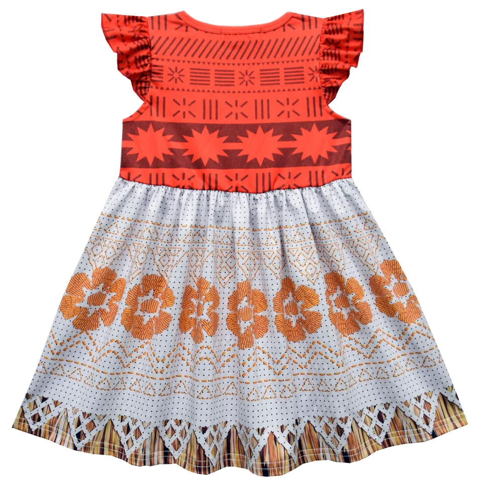 NUEVO Niñas Vestido Princesa Moana Manga Acampana Vestidos Película Película Disfraz Regalo Foto 3 de 4