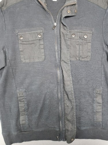 CALVIN KLEIN maglione giacca uomo grande nero full zip finto collo tasche LOGO - Foto 3 di 5