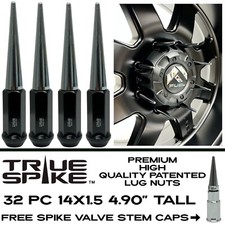 32 TRUE SPIKE 14X1.5 STEEL LUG NUTS CHROME 4.90" TALL FOR 15-25 FORD F150 TRUCKS
