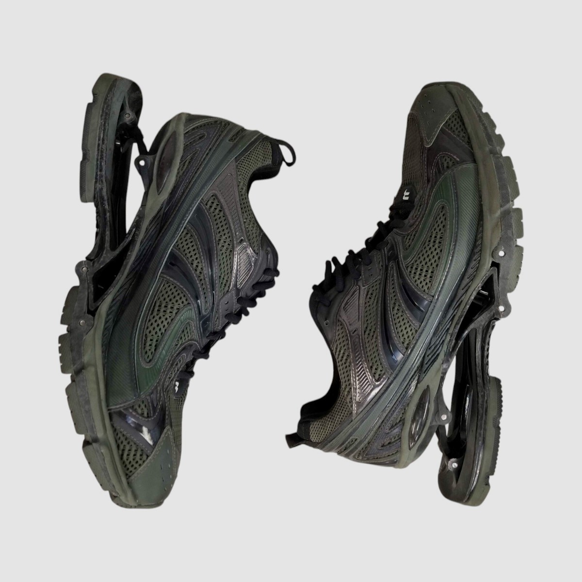 Balenciaga Men Green Gray Xpander Suspended Heel Sneakers Shoes