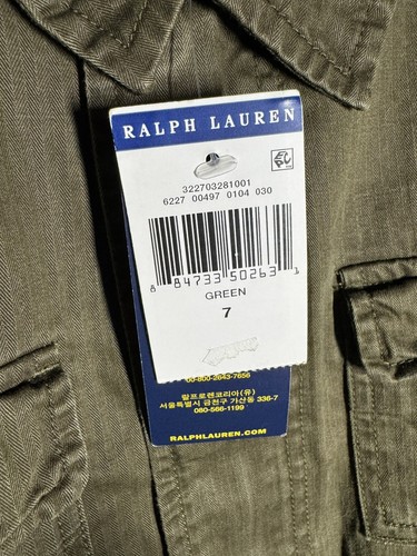 Polo Ralph Lauren Military Twill Jacket BOYS Size 7 USA Flag Patch Full Zip - Picture 8 of 15