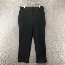 Ann Taylor Trouser Dress Pants Womens 12 Black Tapered Leg Mid Rise Zip Fly