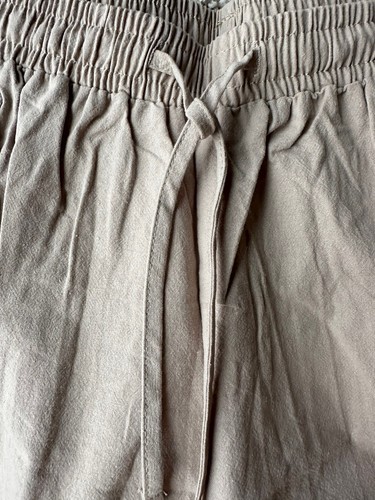 NEW XL Women’s elastic waist drawstring capri knit pants Beige Khaki Tan Summer - Picture 2 of 4