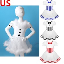 Kid Girls Christmas Dance Costume Short Puff Sleeves Shiny Sequins Tutu Dress