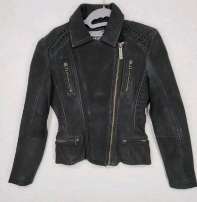 NWT-AFFLICTION Black 100% Genuine Leather Jacket LIMITED