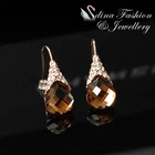 18K Rose Gold GP Made With Swarovski Crystal Exquisite Coffee Dangle Earrings