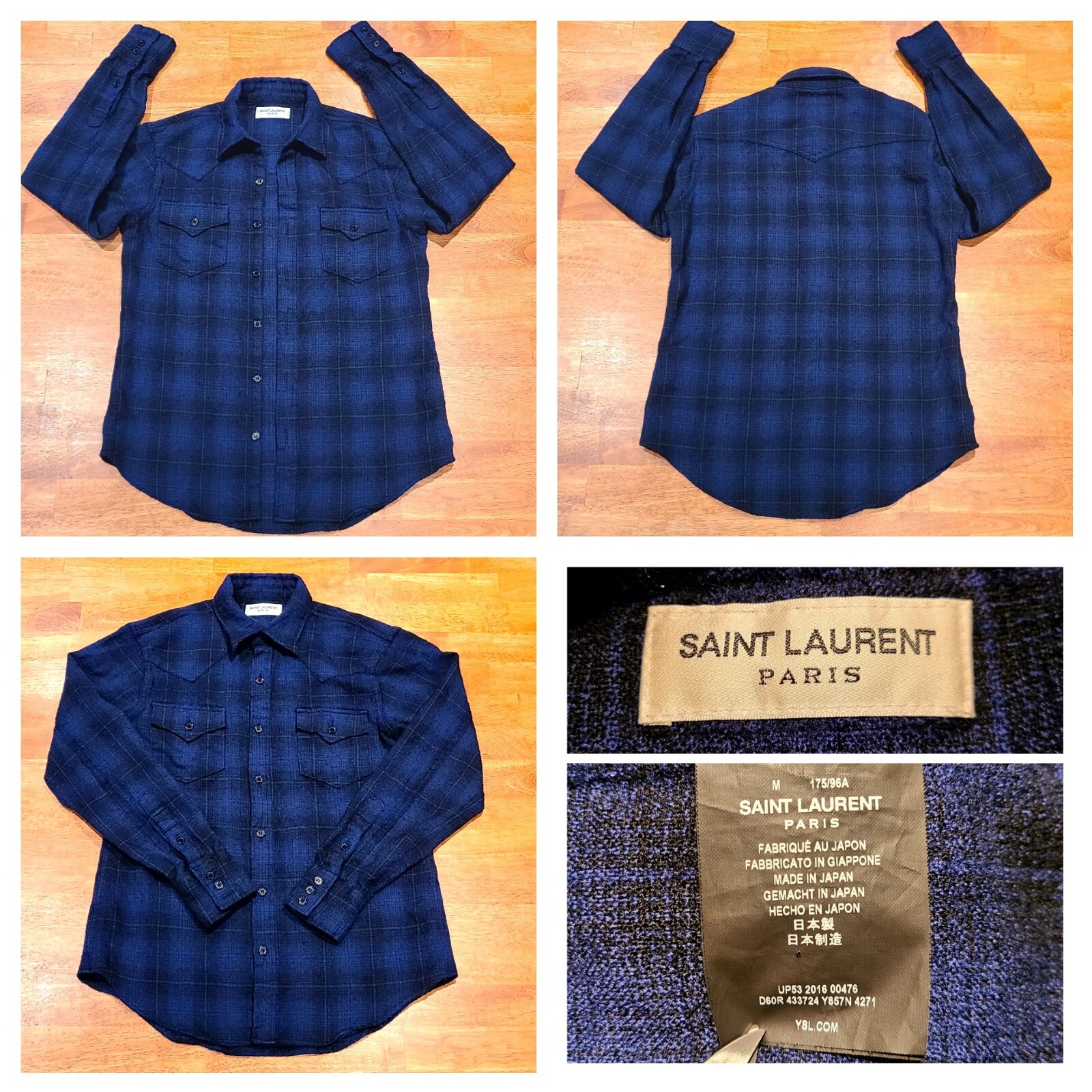 Camicia Saint Laurent lana a quadri made in Japan western con bottoni donna media
