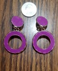 VGUC Bright Purple Metal Clip-on Hoop Earrings (Secure Clasps on Back) — photo 3