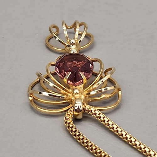 Vintage Necklace Purple Rhinestone Pendant Wire 17" - Picture 9 of 18