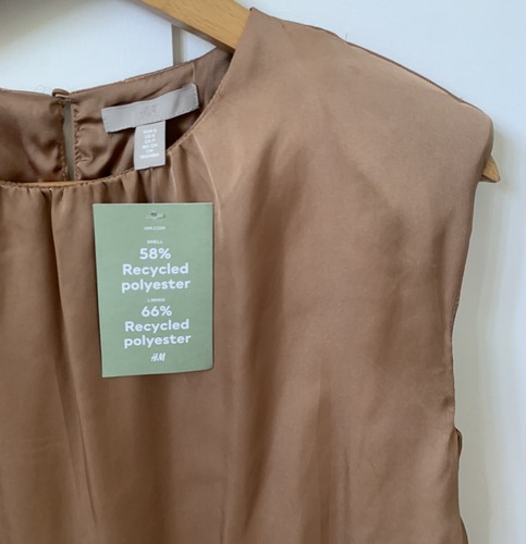 H&M Top Blouse Bronze Size S Satin Fabric Summer Holiday New W/ Tags - Picture 3 of 12