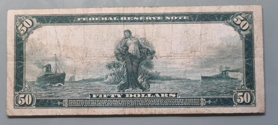 1914 Fifty Dollar Federal Reserve Note $50 Large Size Banknote RARE #96340 - Image 2 of 2