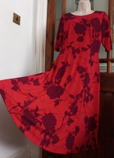 BNWT Vtg Look Red Floral Stretch Jersey Tea Dress Size 12 Classic RRP £30