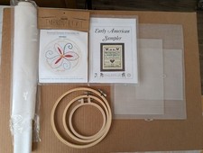 Embroidery Sampler Kit Lot Hoops, Fabric Patterns
