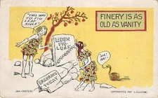 Postcard: Finery is as Old as Vanity, C. Eckstone 1907, Adam & Eve, Fig Leaves