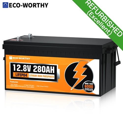 ECO-WORTHY 280AH 12V LiFePO4 Lithium Battery Up to 15000 Cycles Solar RV Home