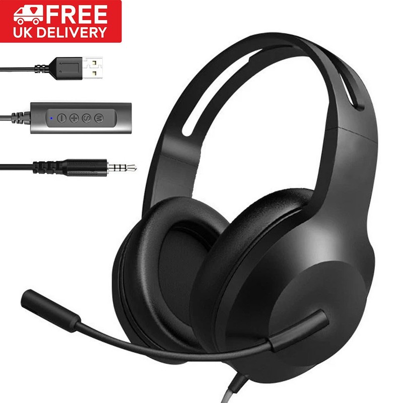 2in1 USB 3.5mm Headset Headphones Wired with Microphone MIC for Call PC Laptop