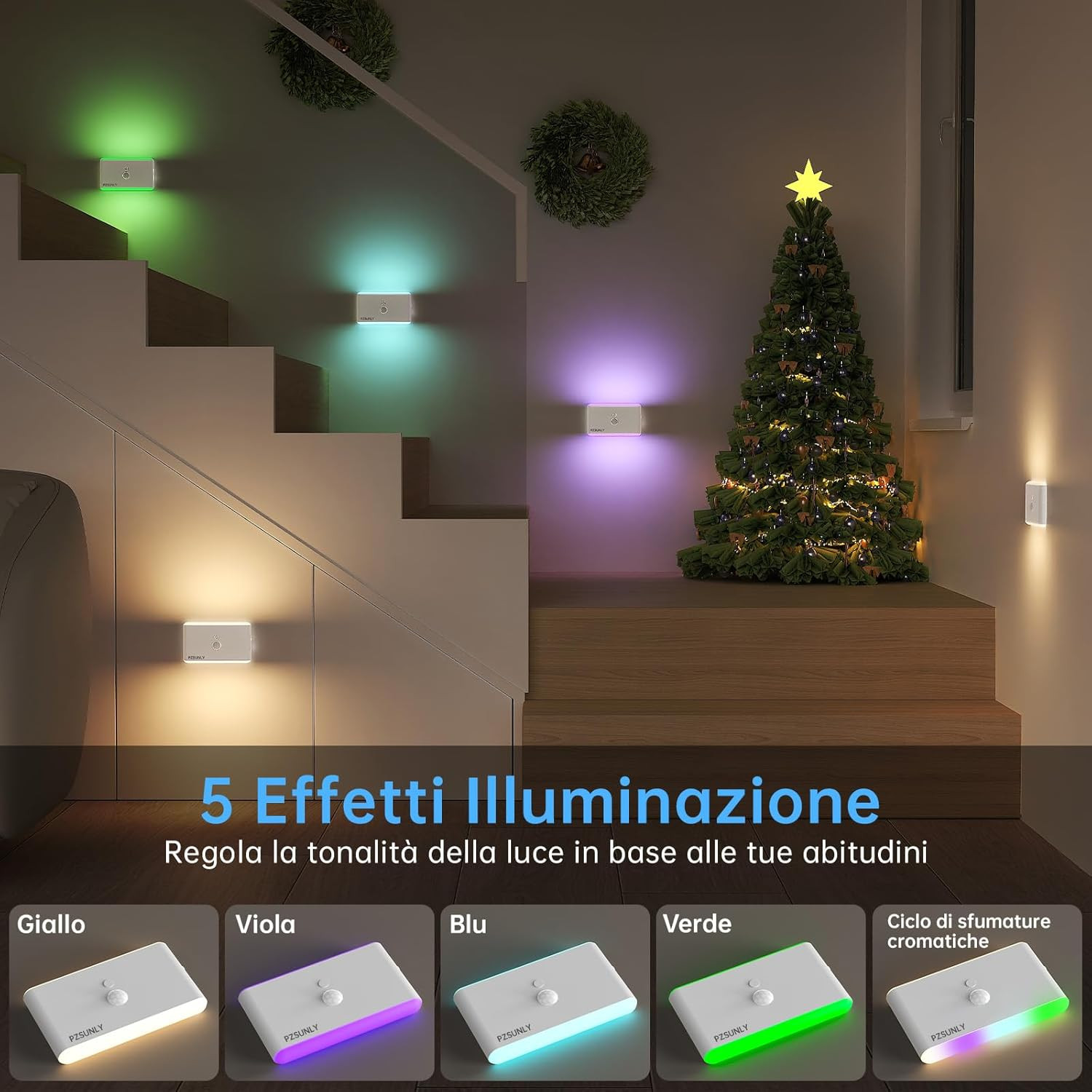 Luce Notturna Design RGB 6 Pezzi - Illuminazione d'Ambiente Sensore - 3