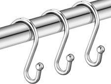 12 Pack S Shaped Shower Curtain Hooks Rust Resistant Chrome Curtain Rings