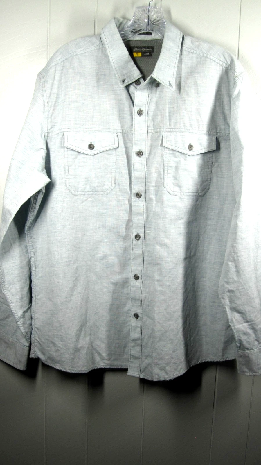 Eddie Bauer Travex Shirt Men's L Linen Blend Vented Activewear, Hiking Fishing