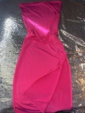 Forever 21 Strapless Satin Pink Dress Partywear Open Slit To Mid Thigh Size S