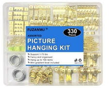 330Pcs Picture Hangers, Picture Hanging Kit, Picture Hanging Hooks Holds 10-75Lb