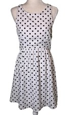 Women s Black White Polka Dot Dress Retro 50s Pin Up Fit Flare Sleeveless Sz Lg