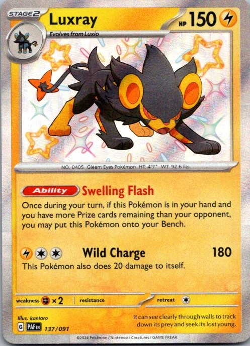 Luxray Shiny Rare SV: Paldean Fates 137/091 NM NM-LP