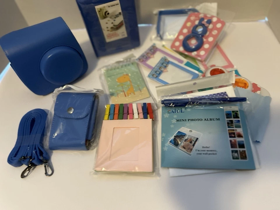 For Fujifilm Instax Mini 8 9 Camera Case Bag Cover Periwinkle Blue & Accessories - Image 3 of 4