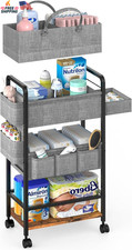 2In1 Baby Diaper Caddy  4-Tier Rolling Diaper Cart, Diaper Caddy Organizer Cart